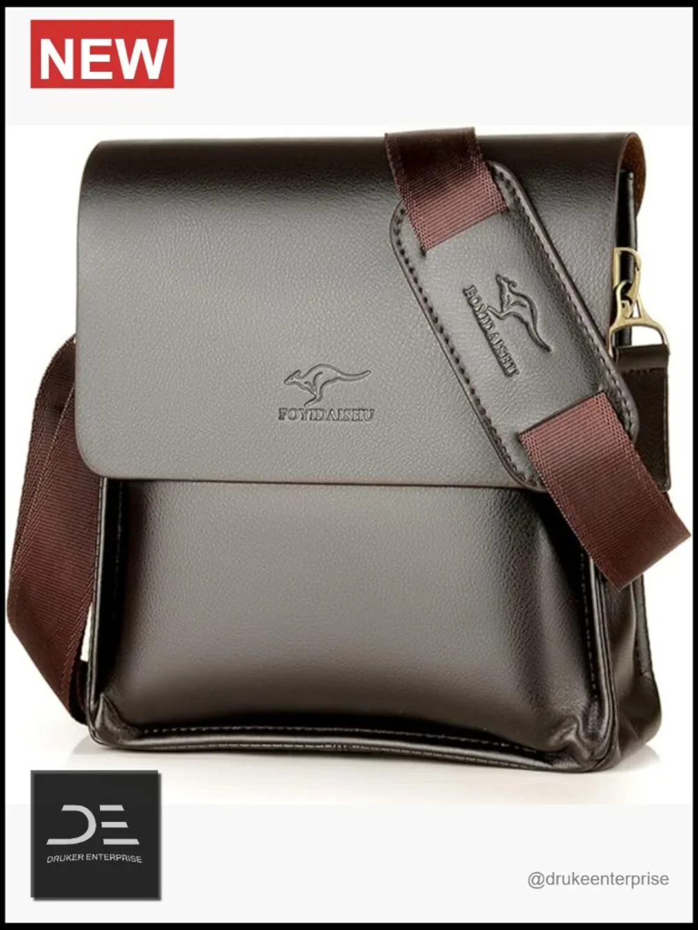 Faux Leather Messenger Crossbody Bag for Work Travel